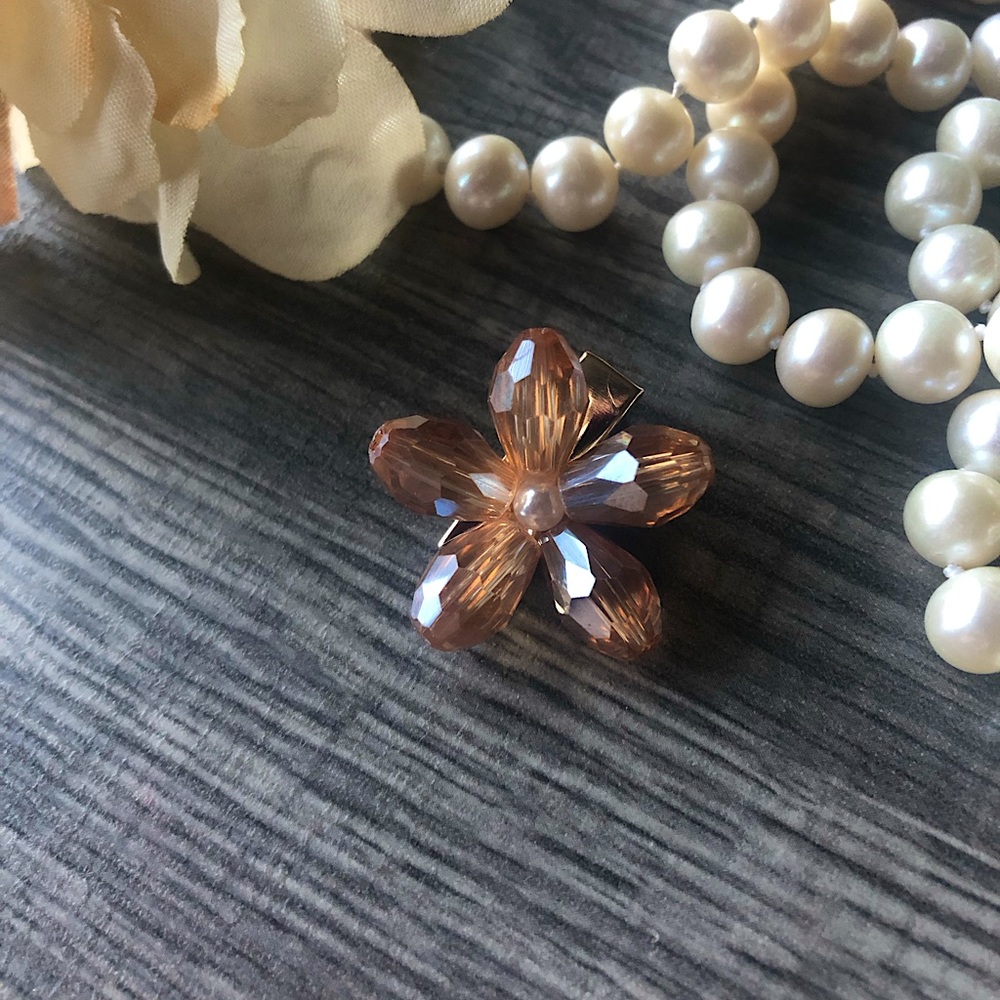 NEW Glass Crystal Flower Hair Clip